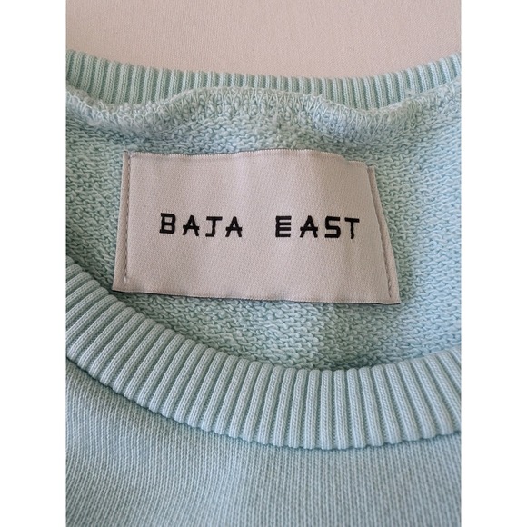 Baja‎ East Womens Size 3/XL Cropped Crew Neck Sweatshirt Mint Green Long Sleeves - Picture 4 of 8
